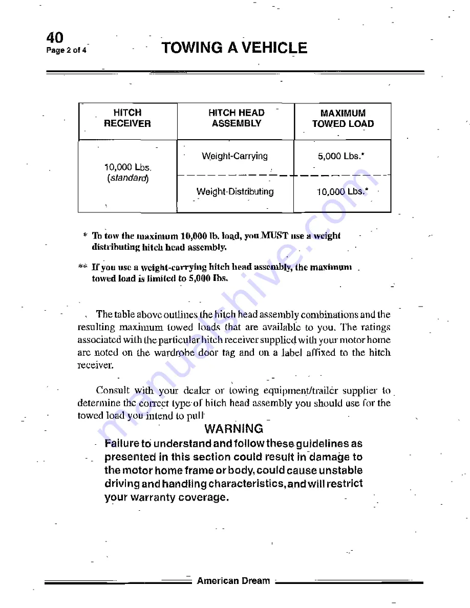 Fleetwood 2000 American Dream Owner'S Manual Download Page 196