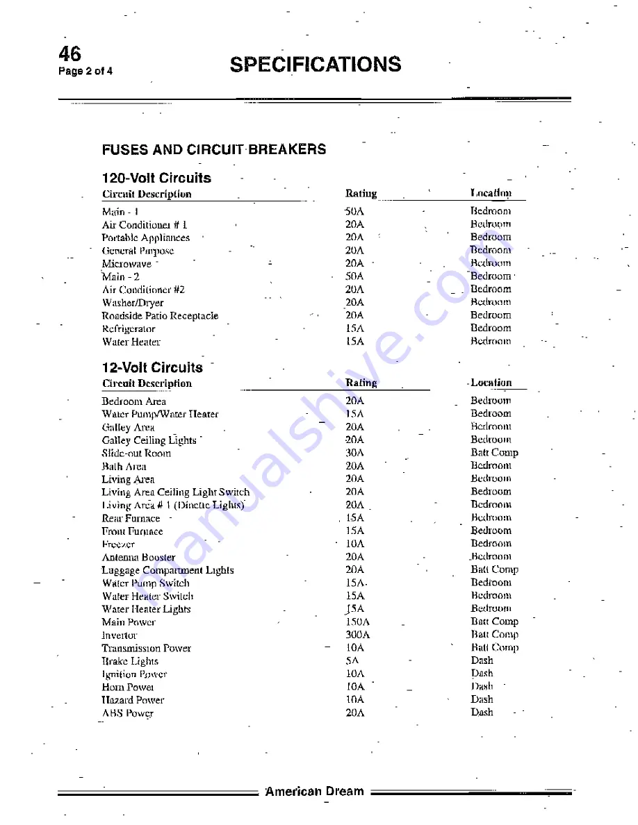 Fleetwood 2000 American Dream Owner'S Manual Download Page 218