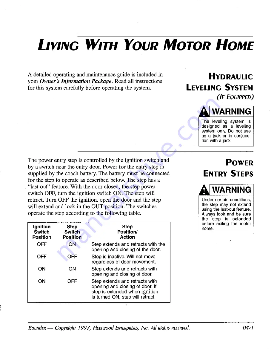 Fleetwood bounder 1998 Owner'S Manual Download Page 49