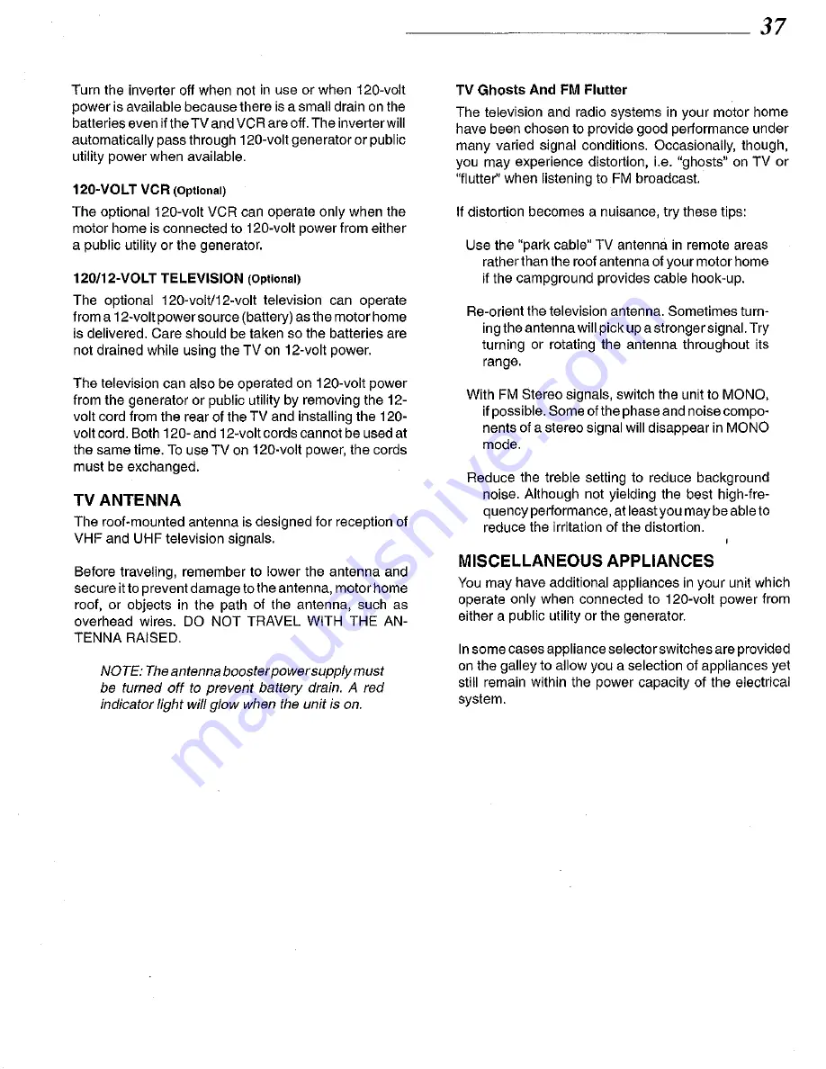 Fleetwood Pace Arrow 1992 Manual Download Page 43