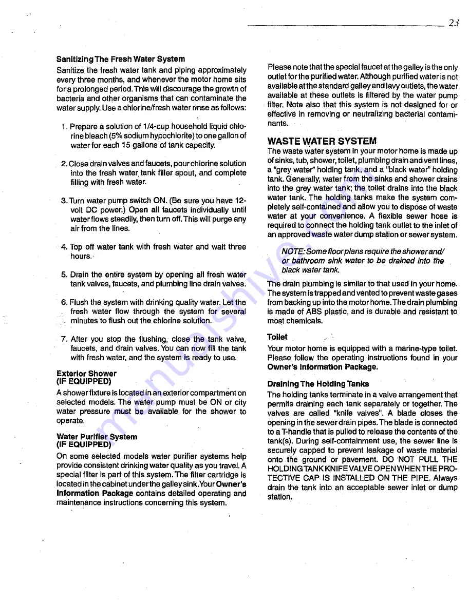 Fleetwood Southwind 1994 Manual Download Page 31