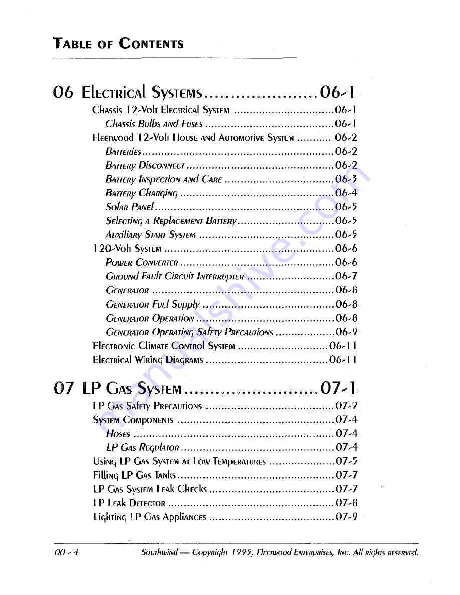 Fleetwood Southwind 1996 Owner'S Manual Download Page 14