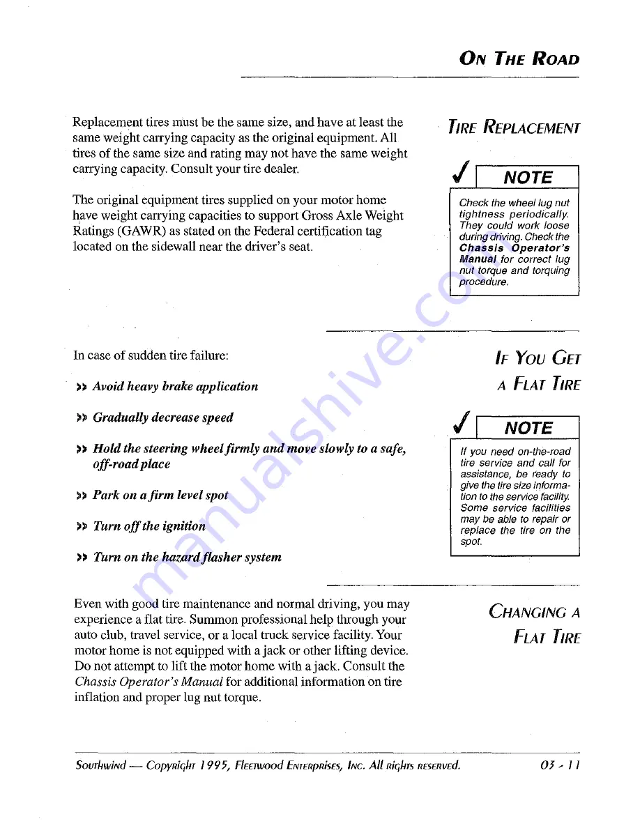 Fleetwood Southwind 1996 Owner'S Manual Download Page 41