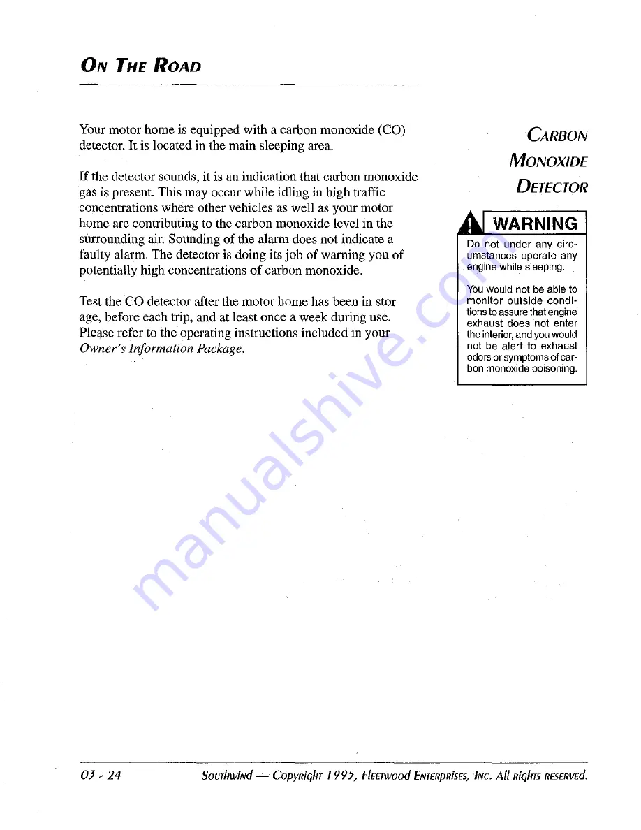 Fleetwood Southwind 1996 Owner'S Manual Download Page 54