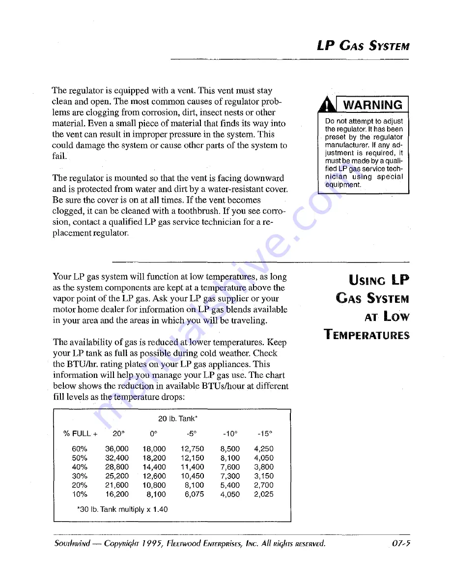 Fleetwood Southwind 1996 Owner'S Manual Download Page 99