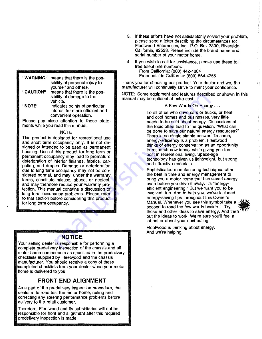 Fleetwood Southwind eagle 1 1984 User Manual Download Page 4