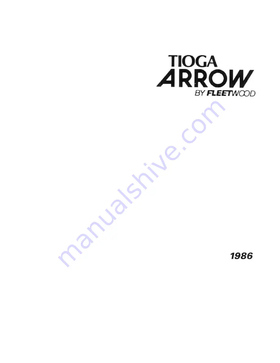 Fleetwood TIOGA ARROW 1986 Manual Download Page 1