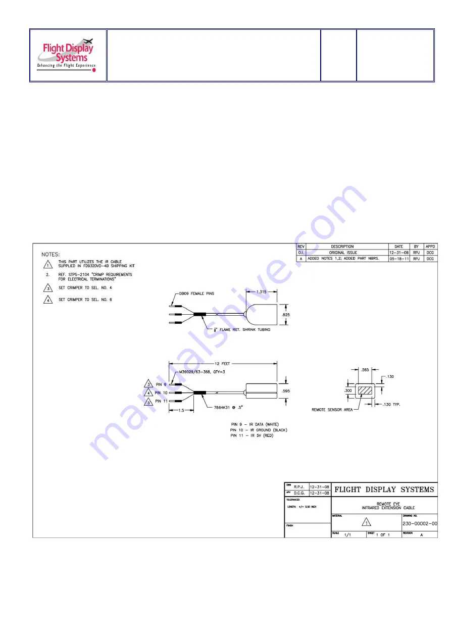 Flight Display Systems FD932DVD-BLU Installation And Operation Manual Download Page 20