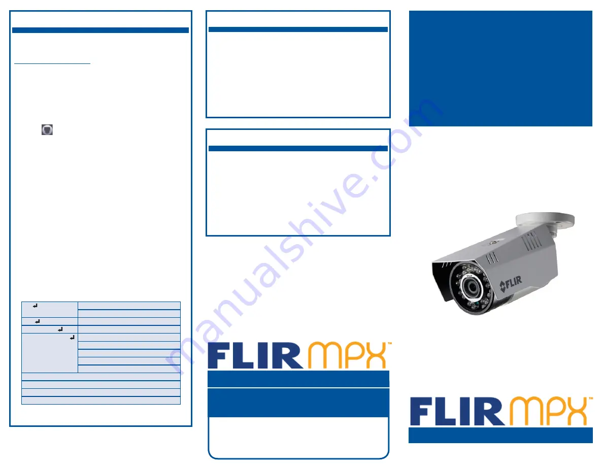 FLIR MPX C133BD Series Quick Start Manual Download Page 1