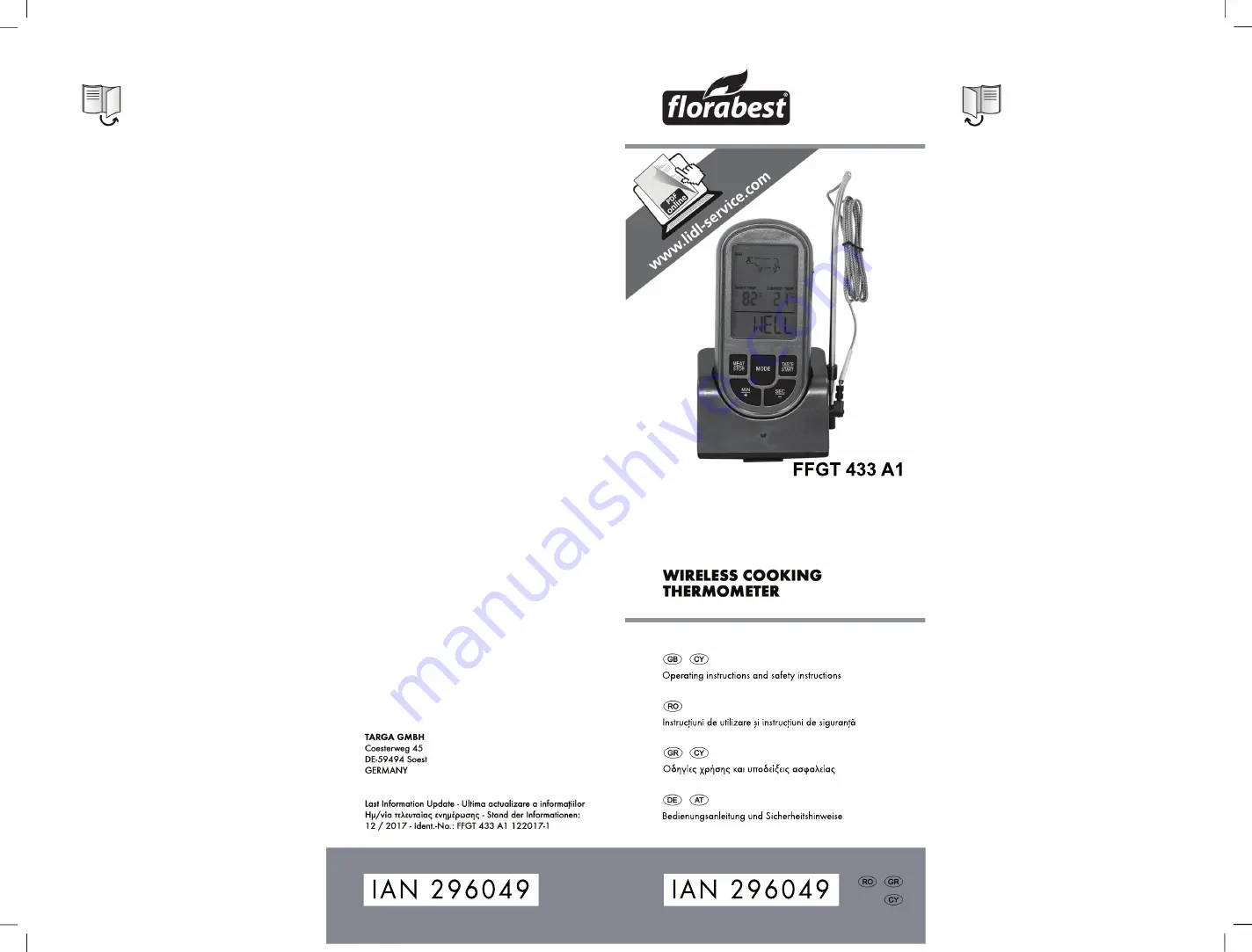 FLORABEST FFGT 433 A1 Operating Instructions And Safety Instructions Download Page 1