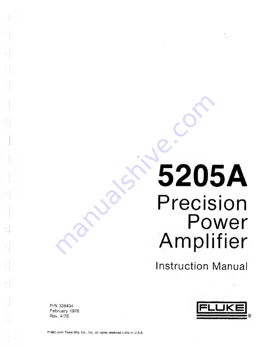 Fluke 5205A Instruction Manual Download Page 1