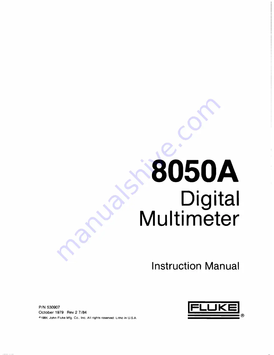 Fluke 8050A Instruction Manual Download Page 1