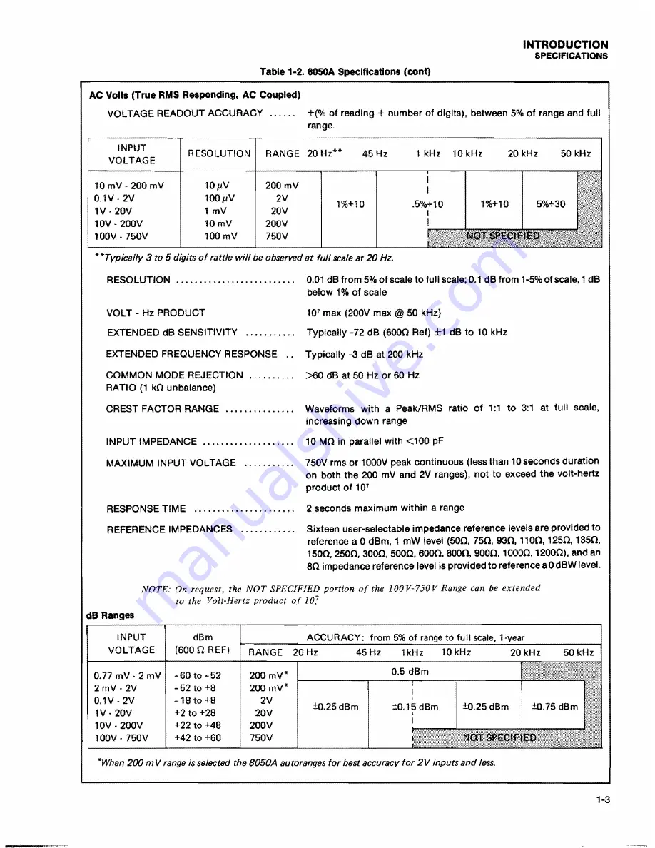 Fluke 8050A Instruction Manual Download Page 10