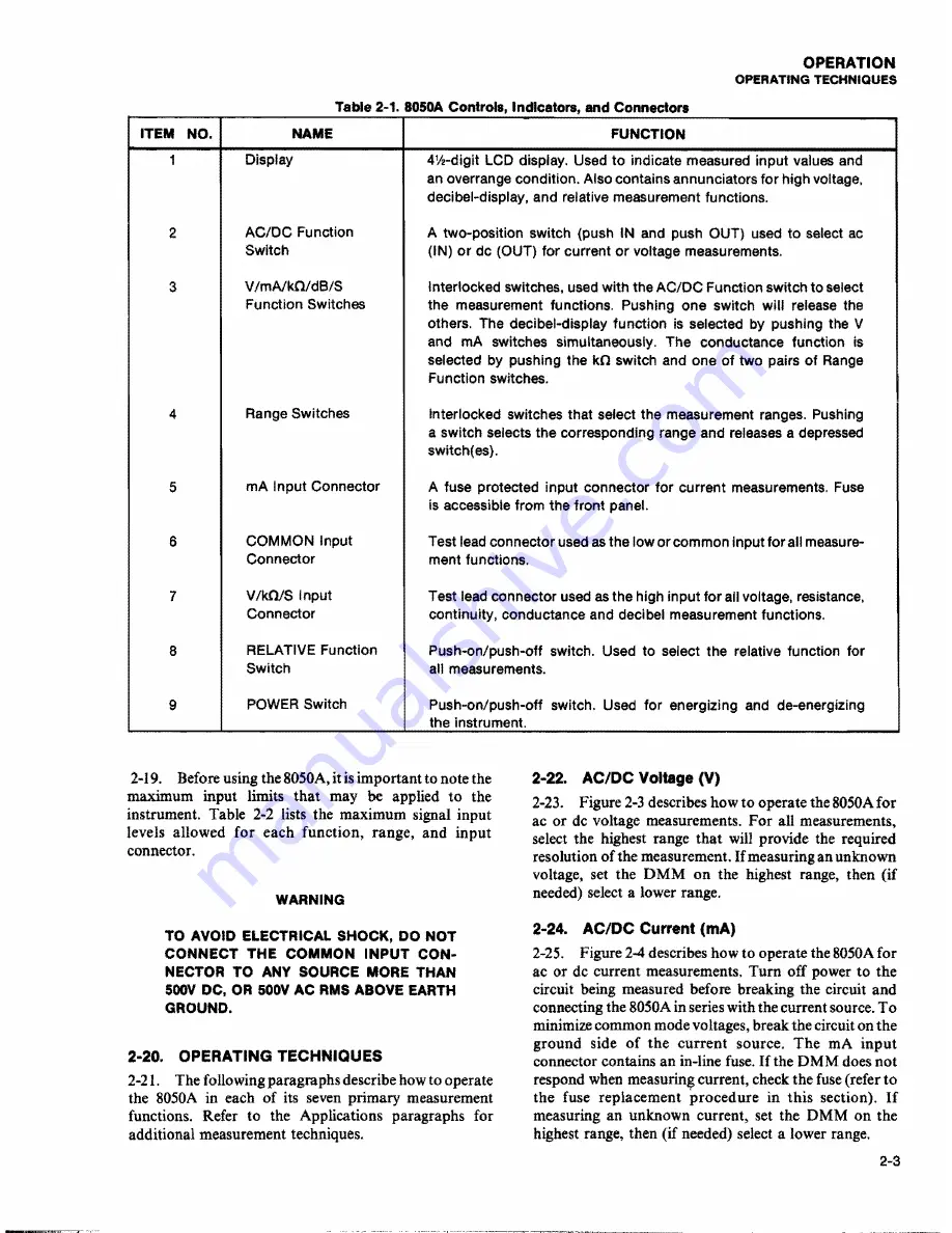 Fluke 8050A Instruction Manual Download Page 16