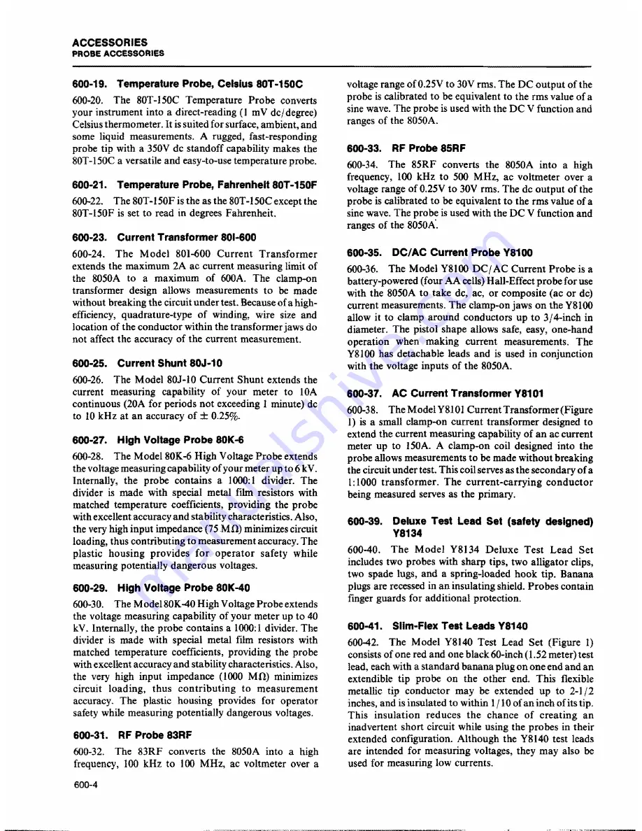 Fluke 8050A Instruction Manual Download Page 77