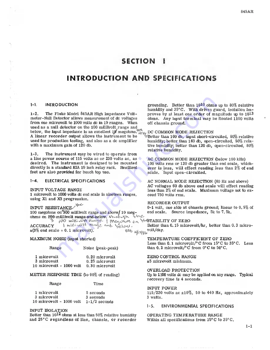 Fluke 845AR Instruction Manual Download Page 3