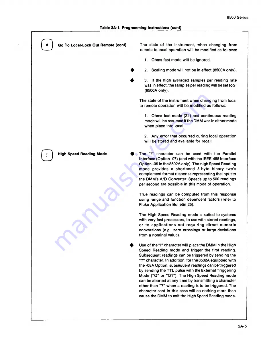 Fluke 8505A Instruction Manual Download Page 51