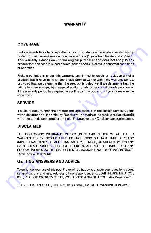 Fluke 9000A-Z80QT Instruction Manual Download Page 2