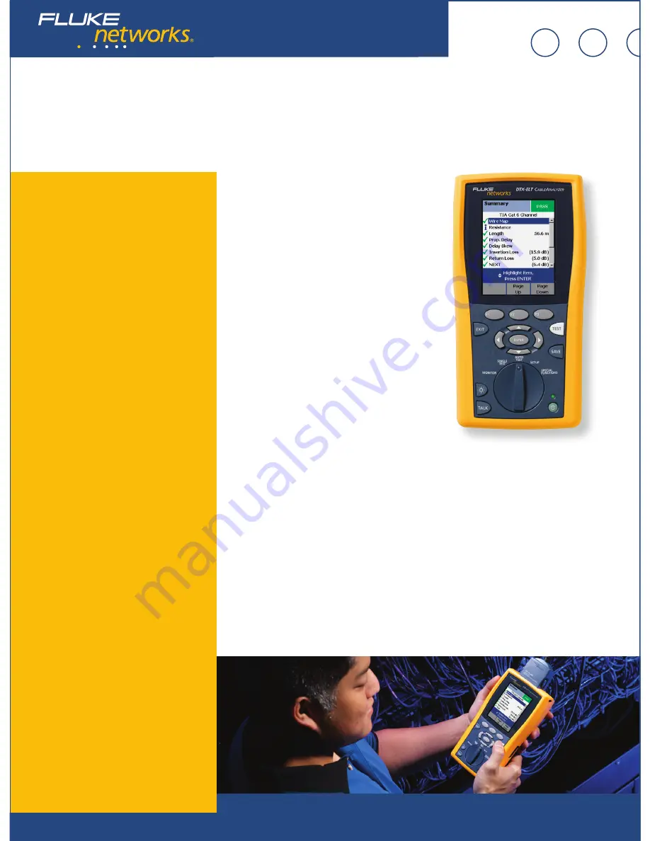 Fluke Cable Analyzer DTX-ELT Brochure & Specs Download Page 1