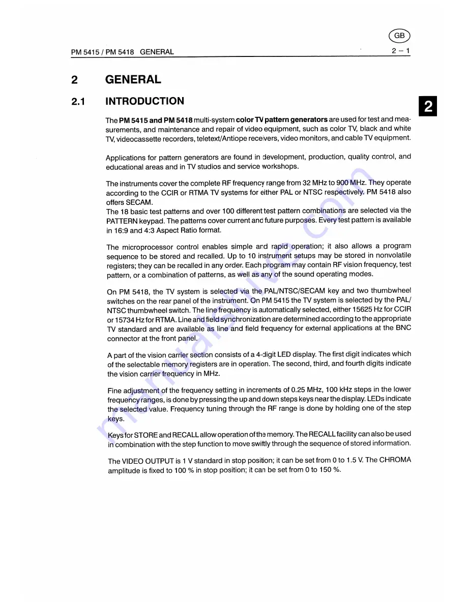 Fluke PM5415 User Manual Download Page 19