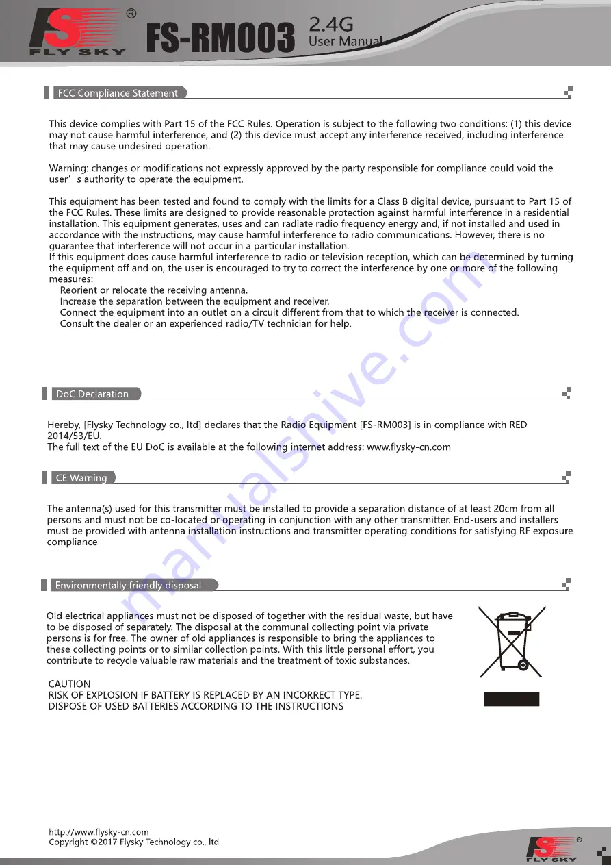 Fly Sky FS-RM003 Скачать руководство пользователя страница 2