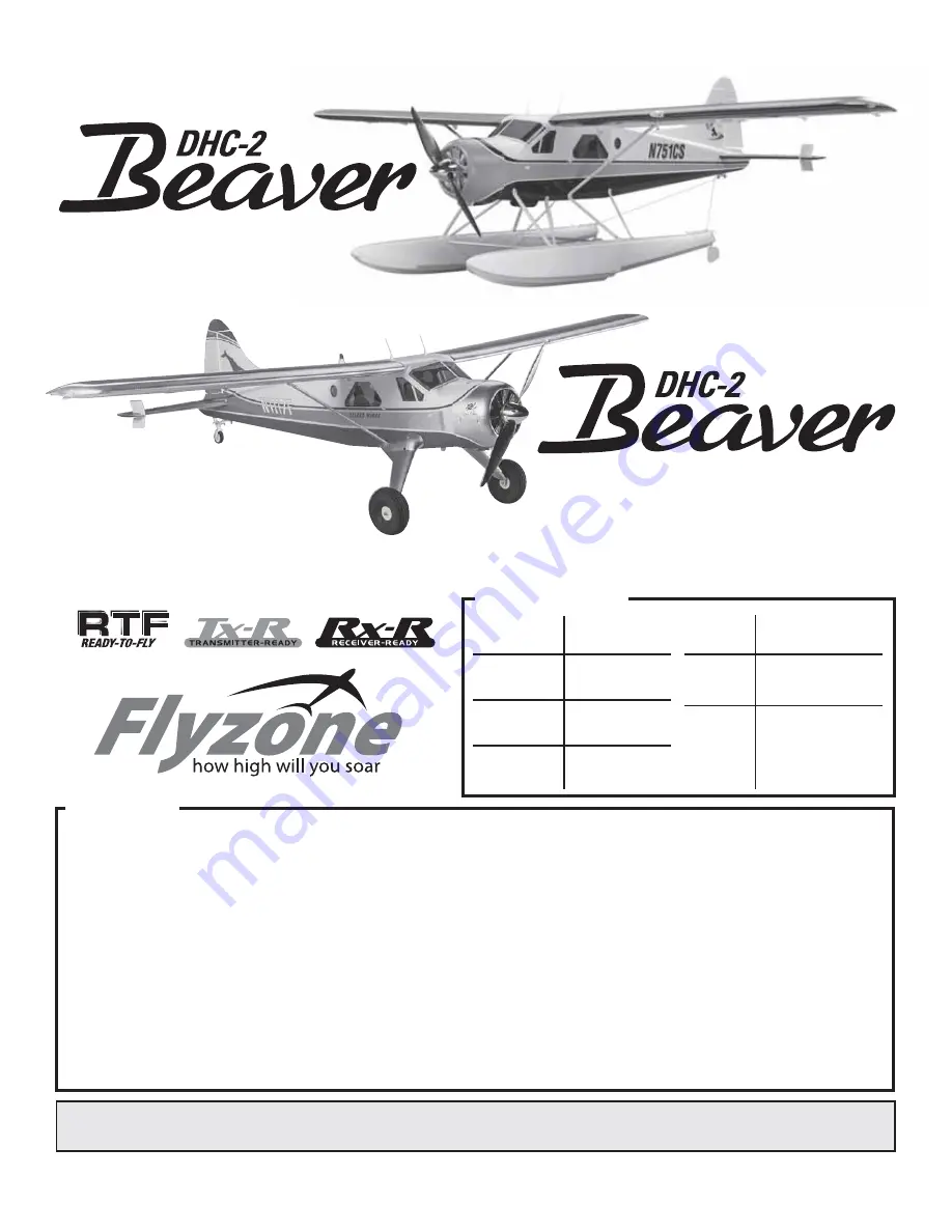 Flyzone DHC-2 BEAVER Instruction Manual Download Page 1