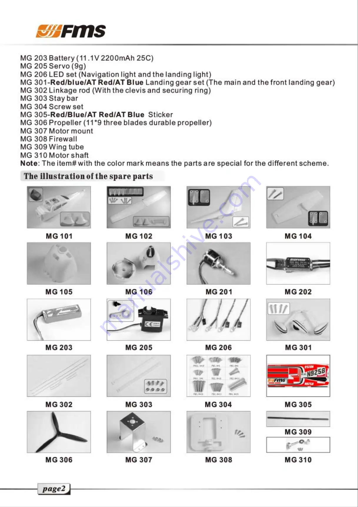 FMS Sky trainer 182 Operating Manual Download Page 5