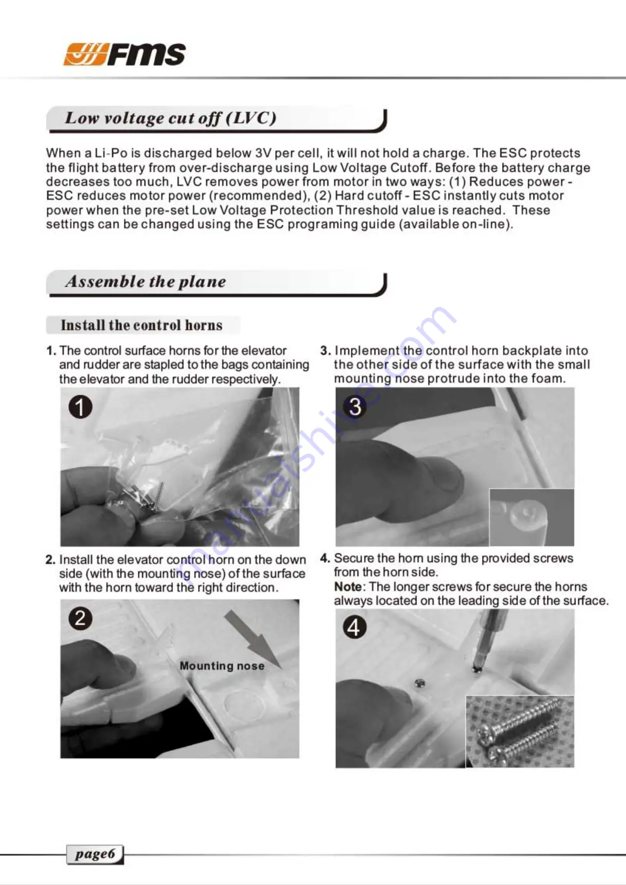 FMS Sky trainer 182 Operating Manual Download Page 9