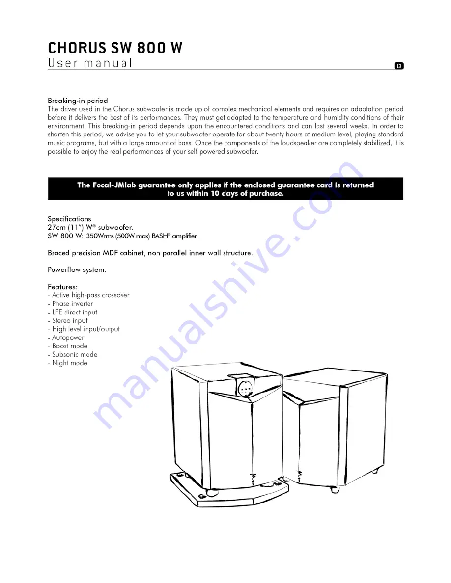 Focal Chorus sw 800 w Скачать руководство пользователя страница 13
