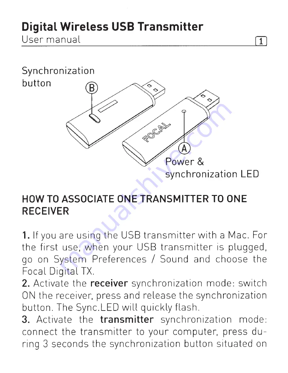 Focal Digital Wireless USB Transmitter User Manual Download Page 2