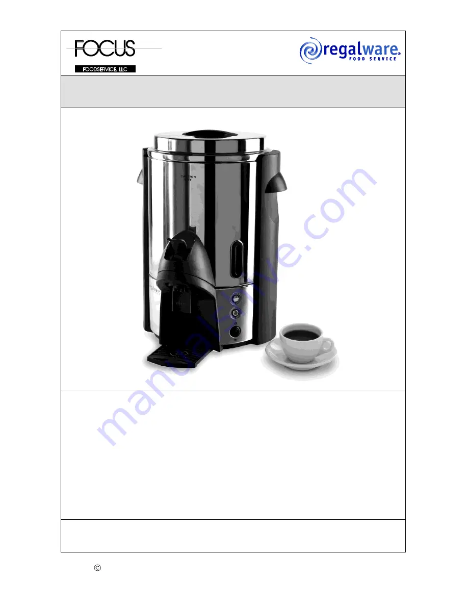 Focus Foodservice COMMERCIAL COFFEEMAKERS Скачать руководство пользователя страница 16