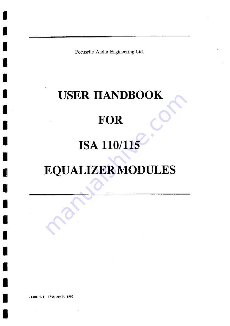 Focusrite ISA110 Скачать руководство пользователя страница 1