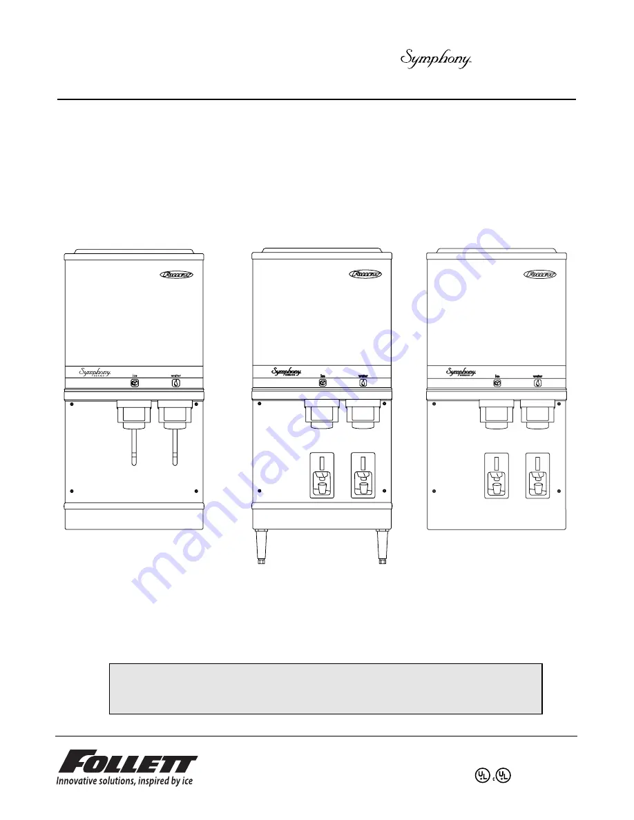 Follett Symphony 12CI400A Installation, Operation And Service Manual Download Page 1