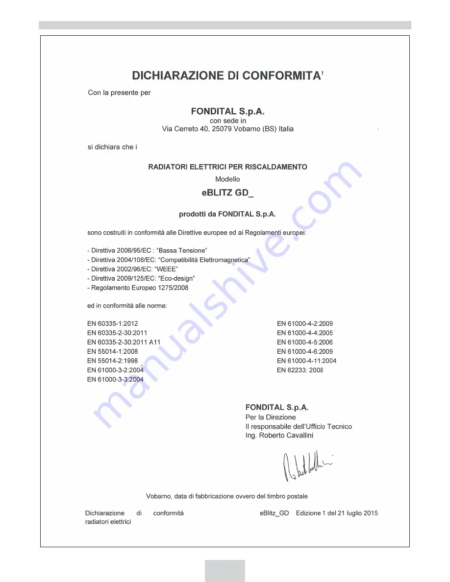 Fondital eBLITZ GD5806 Installation, Use And Maintenance Manual Download Page 19