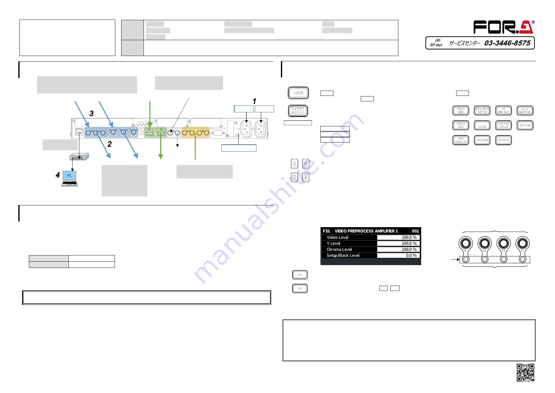 FOR-A FA-9600 Quick Setup Manual Download Page 1