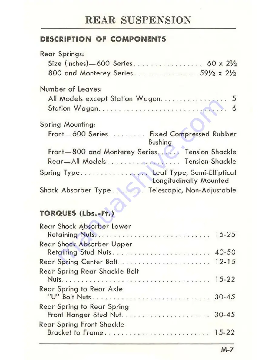 Ford 1961 Comet Service Specifications Handbook Download Page 64