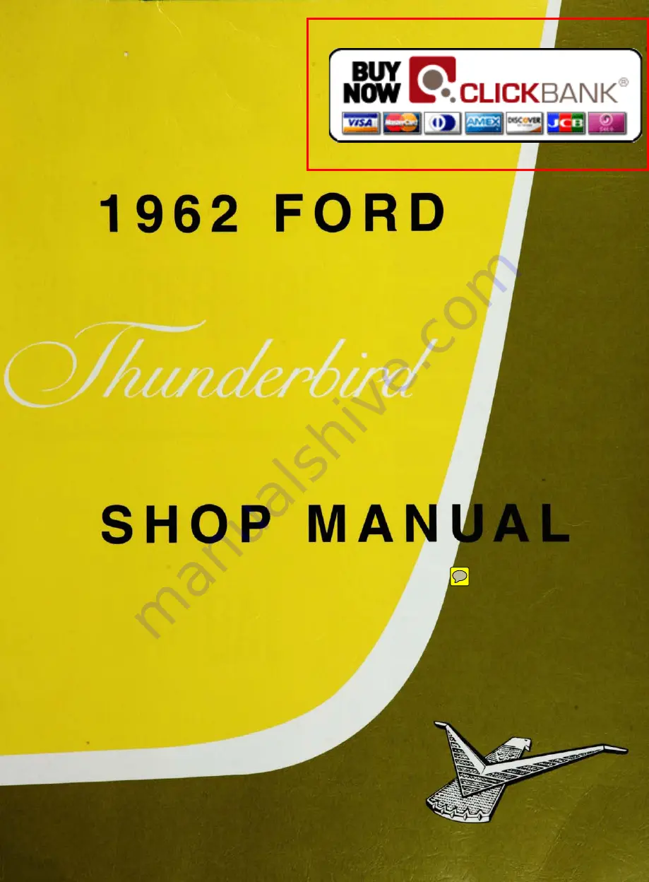 Ford 1962 Thunderbird Shop Manual Download Page 1