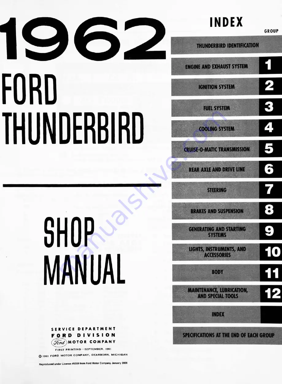 Ford 1962 Thunderbird Скачать руководство пользователя страница 3