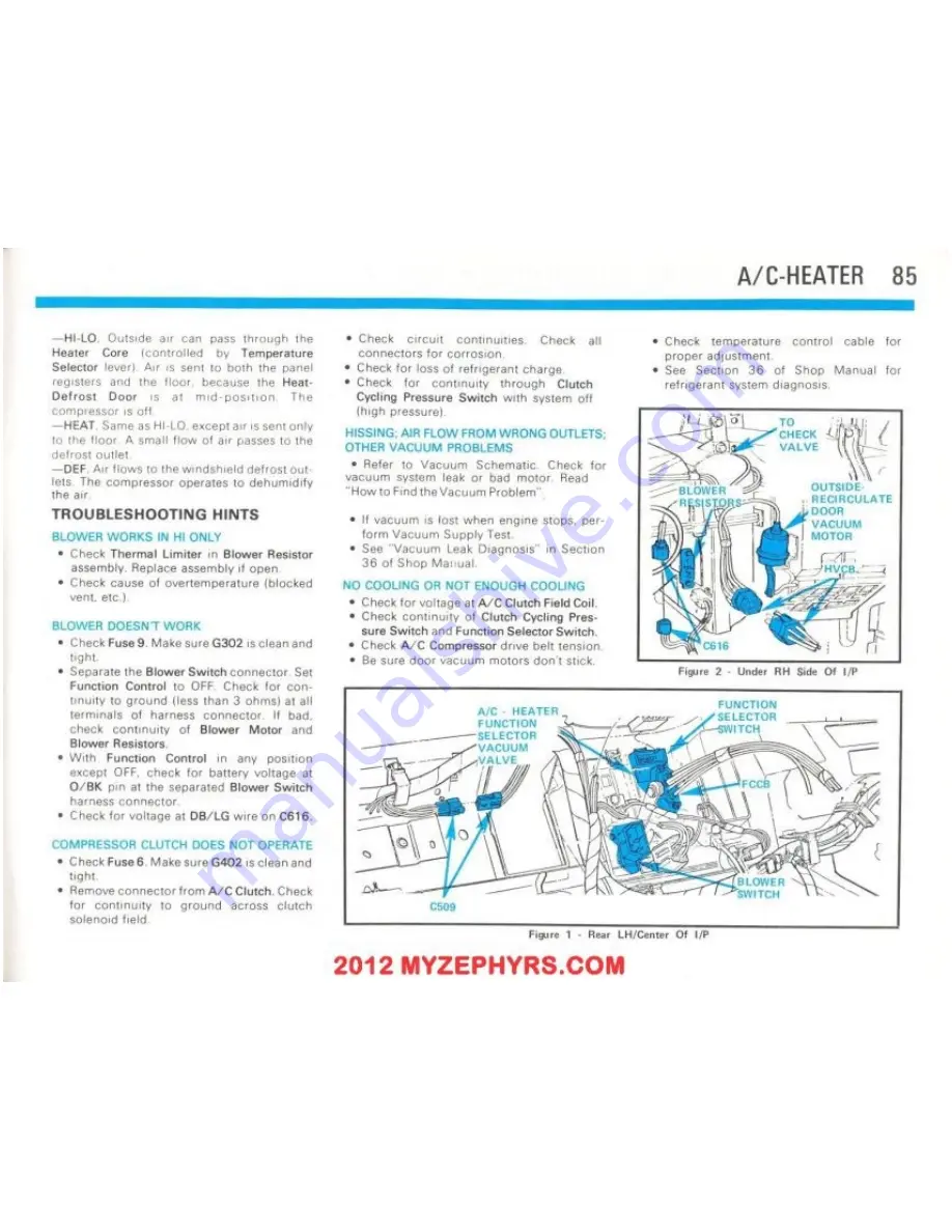 Ford 1983 Fairmont Futura Troubleshooting Manual Download Page 86