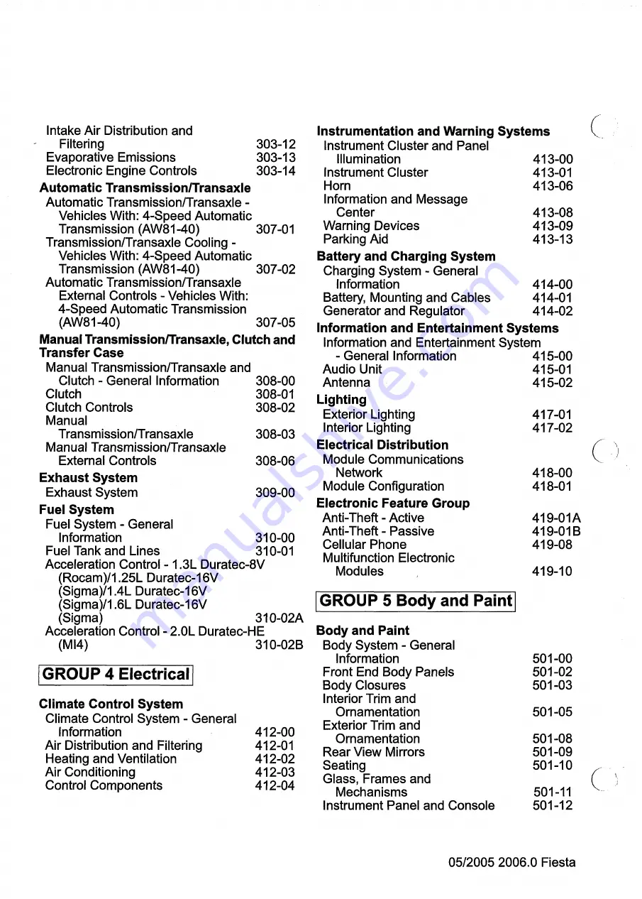 Ford 2007 WQ Fiesta Repair Manual Download Page 4