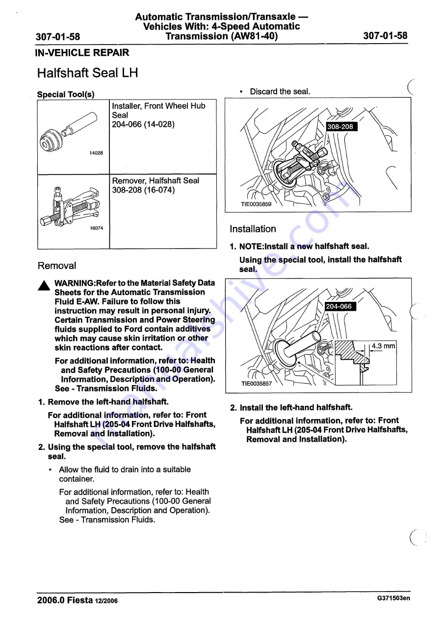 Ford 2007 WQ Fiesta Repair Manual Download Page 1018