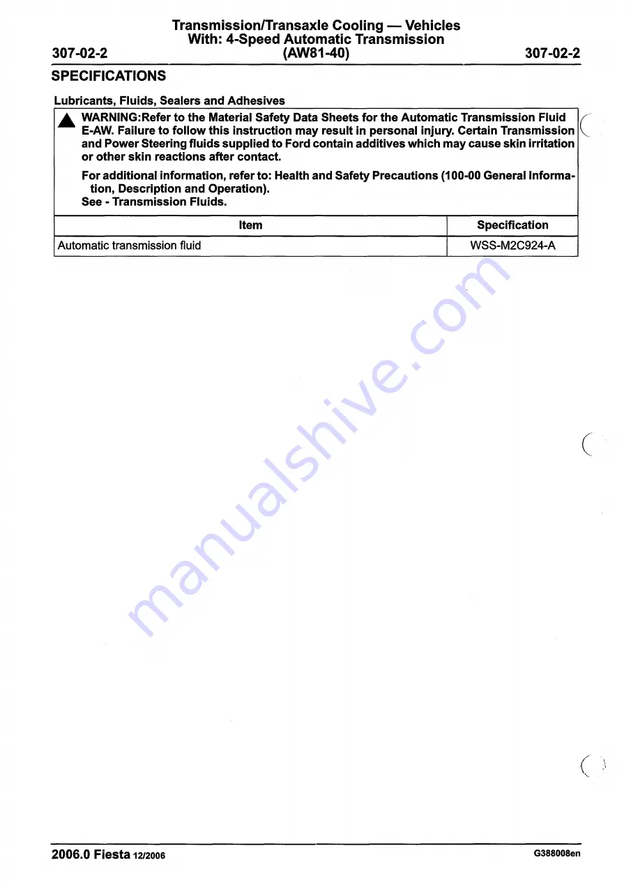 Ford 2007 WQ Fiesta Repair Manual Download Page 1038