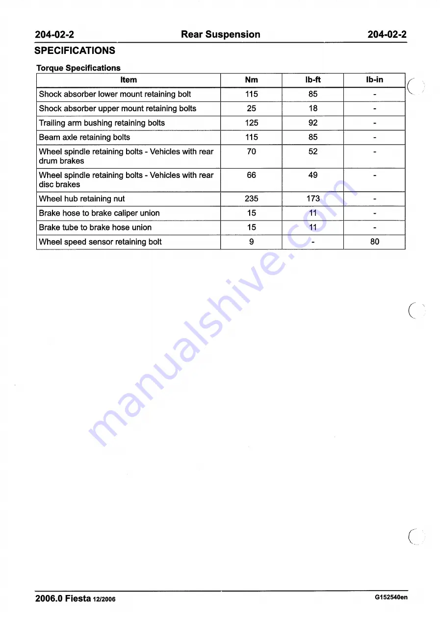 Ford 2007 WQ Fiesta Repair Manual Download Page 124