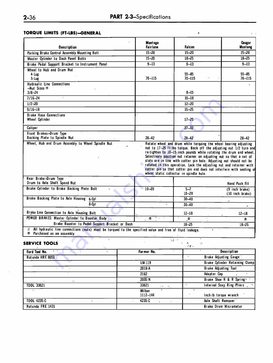 Ford COUGAR 1968 Shop Manual Download Page 44