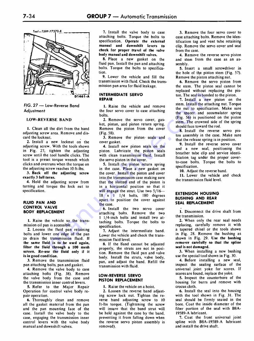 Ford COUGAR 1968 Shop Manual Download Page 222