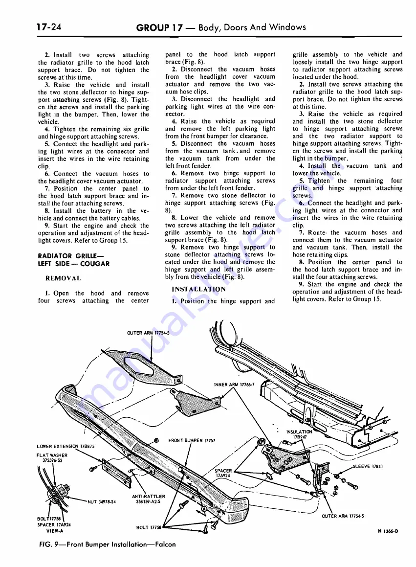 Ford COUGAR 1968 Shop Manual Download Page 766