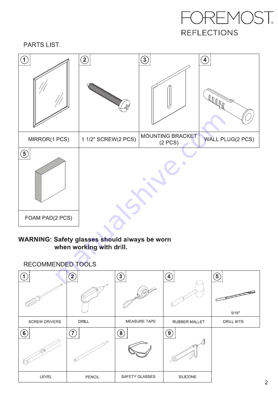 Foremost Aluminium Mirror Manual Download Page 3