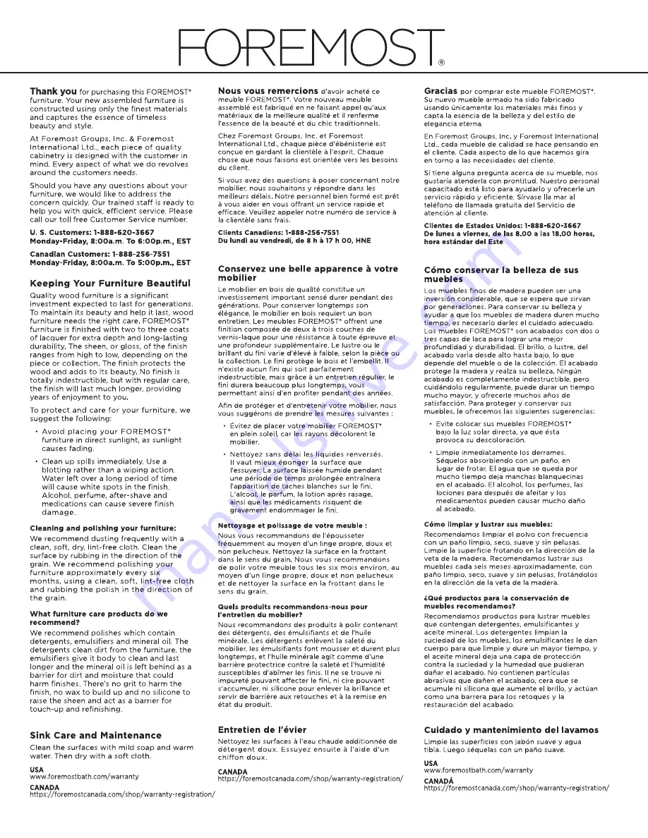 Foremost CORSICANA CNAWVT3122 Instructions Manual Download Page 5