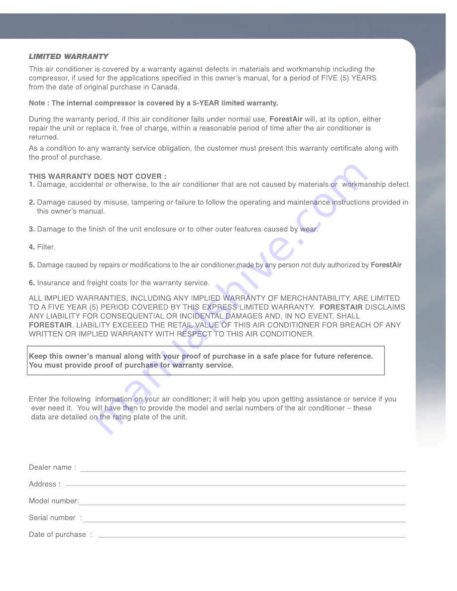 ForestAir FGH-42ES-MZ Owner'S Manual Download Page 25