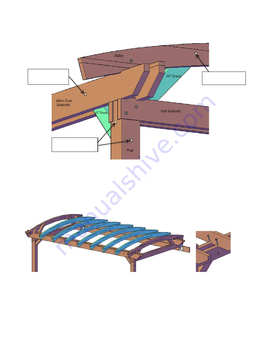 Forever Redwood Attached Arched Pergola Assembly Instructions Manual Download Page 7